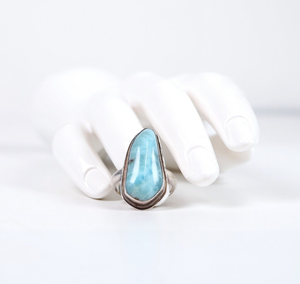 Sterling and Larimar Ring (9.5)