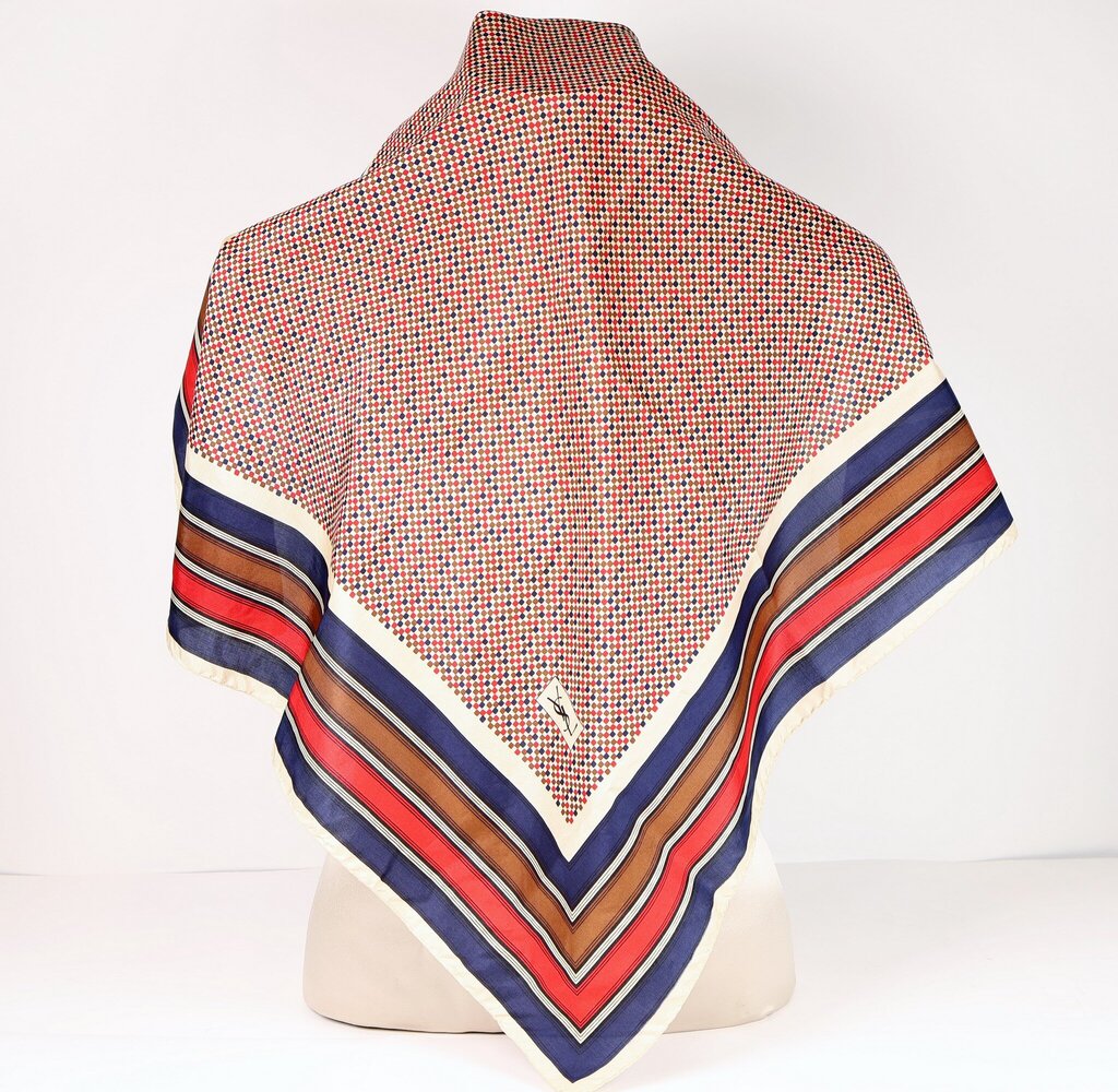 Patterned and Striped Silk Scarf