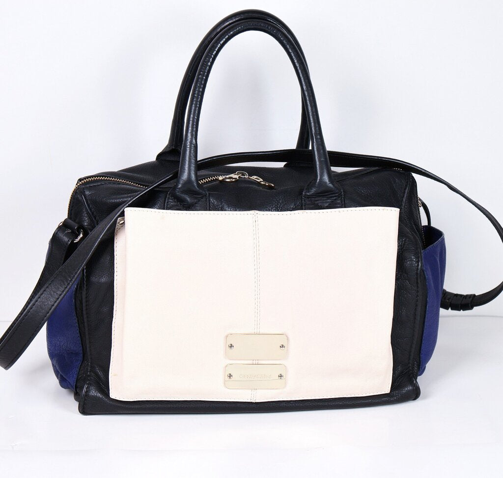 Black/RoyalCream Two Way Zip Tote