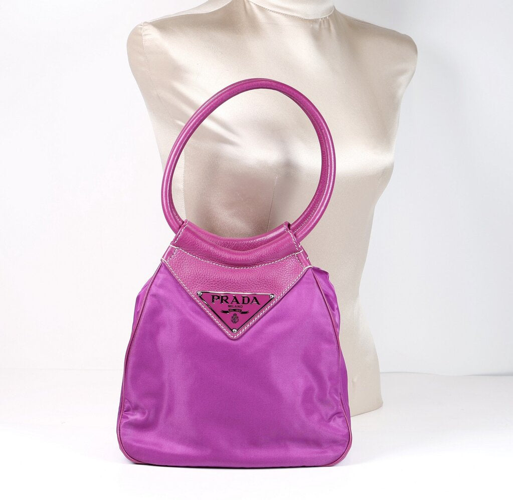 Magenta Ring Handle Shoulder Bag
