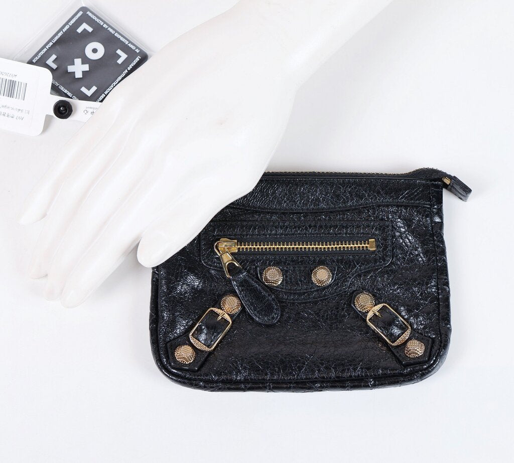 Black Leather 'Motorcycle City' Coin/Card Holder
