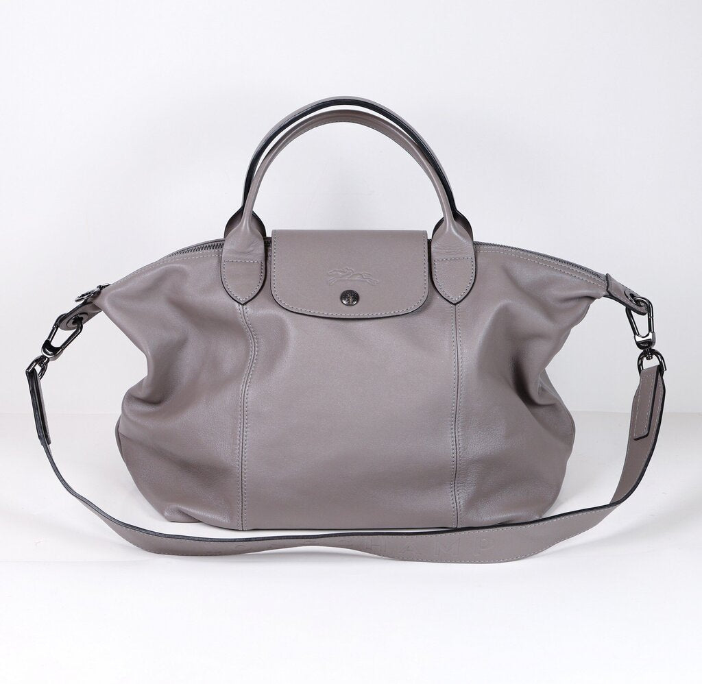 Grey Leather 'Le Pliage Cuir' Tote