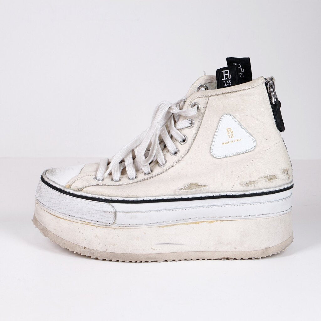 (10) off-white distressed platform high sneakers