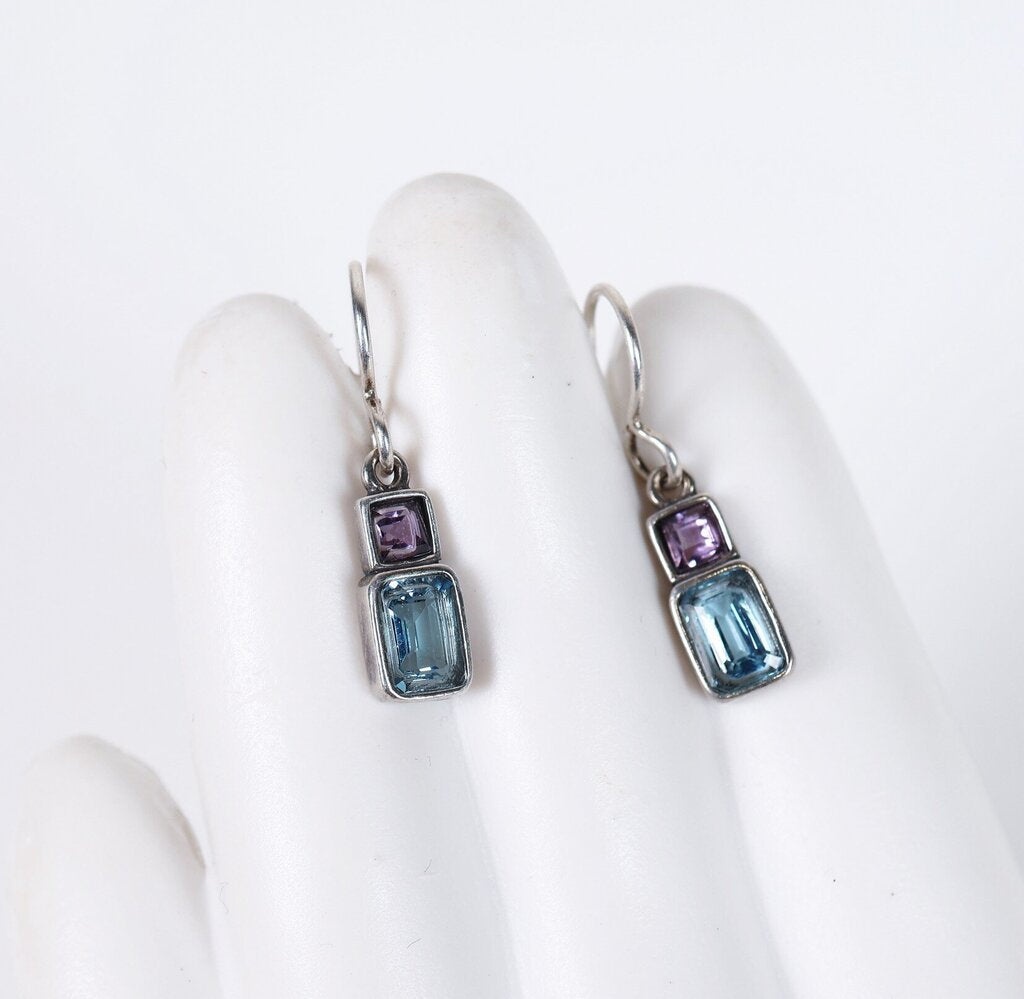 Sterling Amethyst and Blue Topaz Earrings