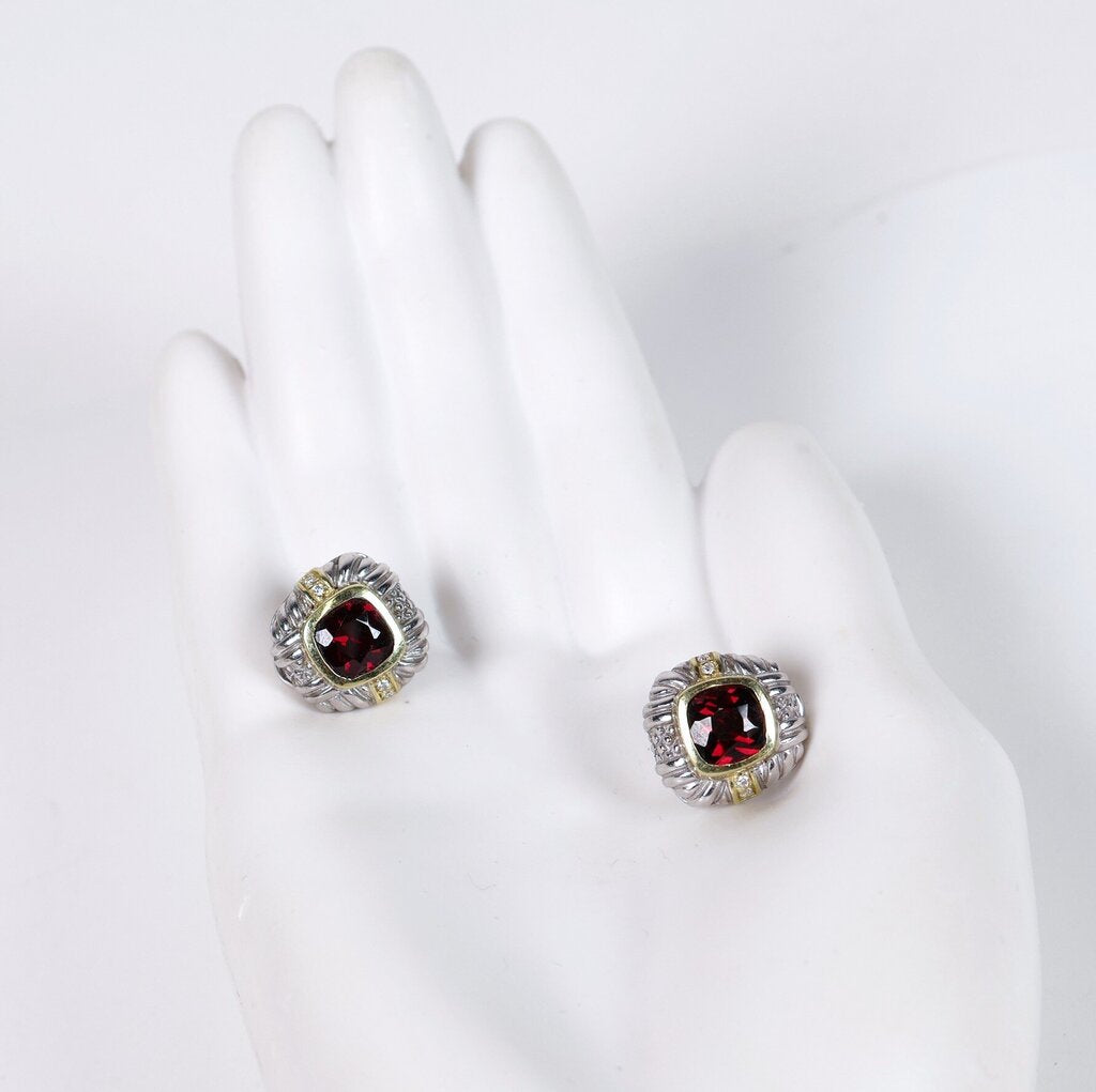 Sterling 18K Gold and Garnet Earrings