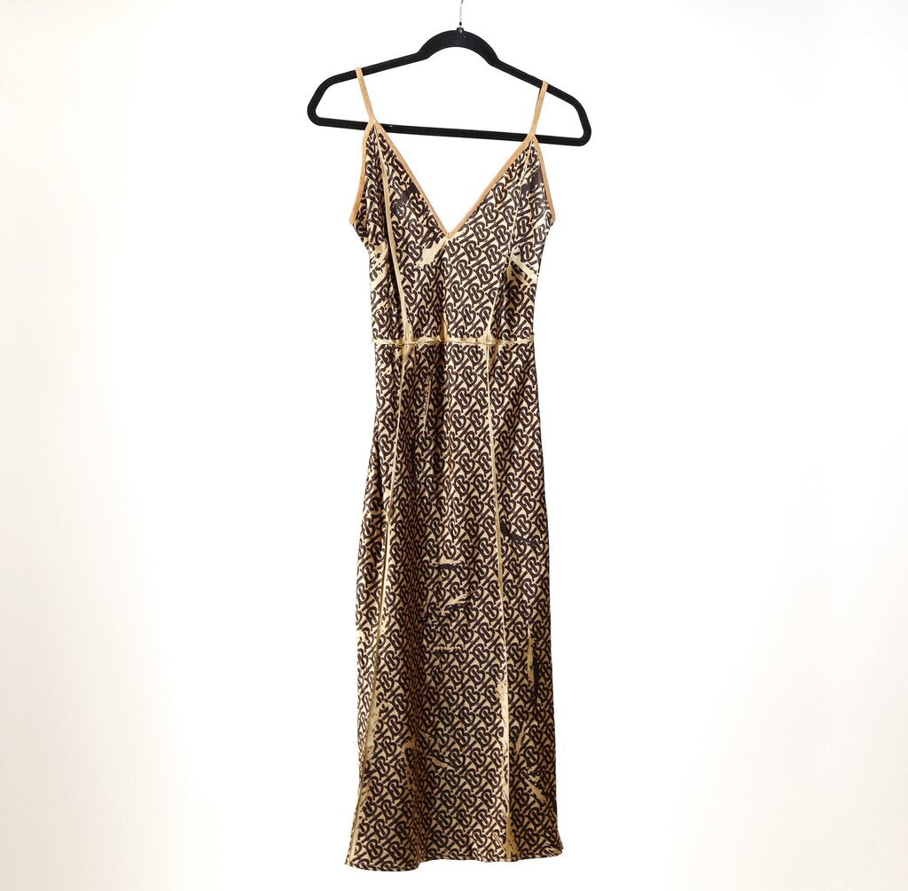 Brown Monogram Silk Slip Dress (S/6)