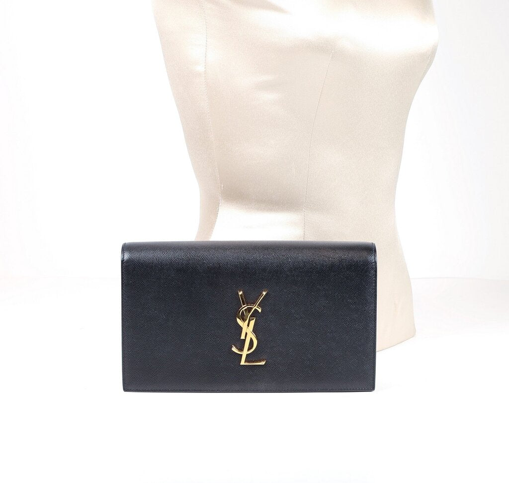 Black Caviar Leather Clutch