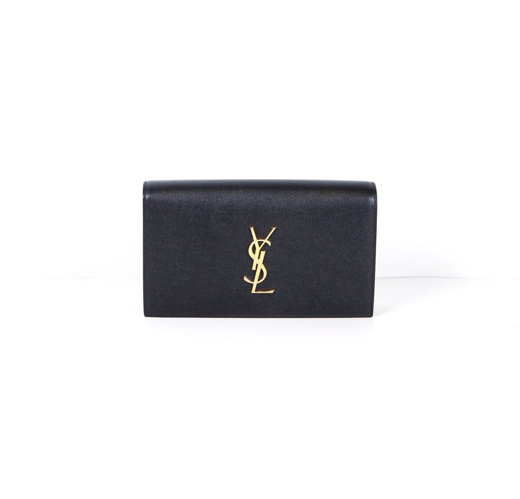 Black Caviar Leather Clutch