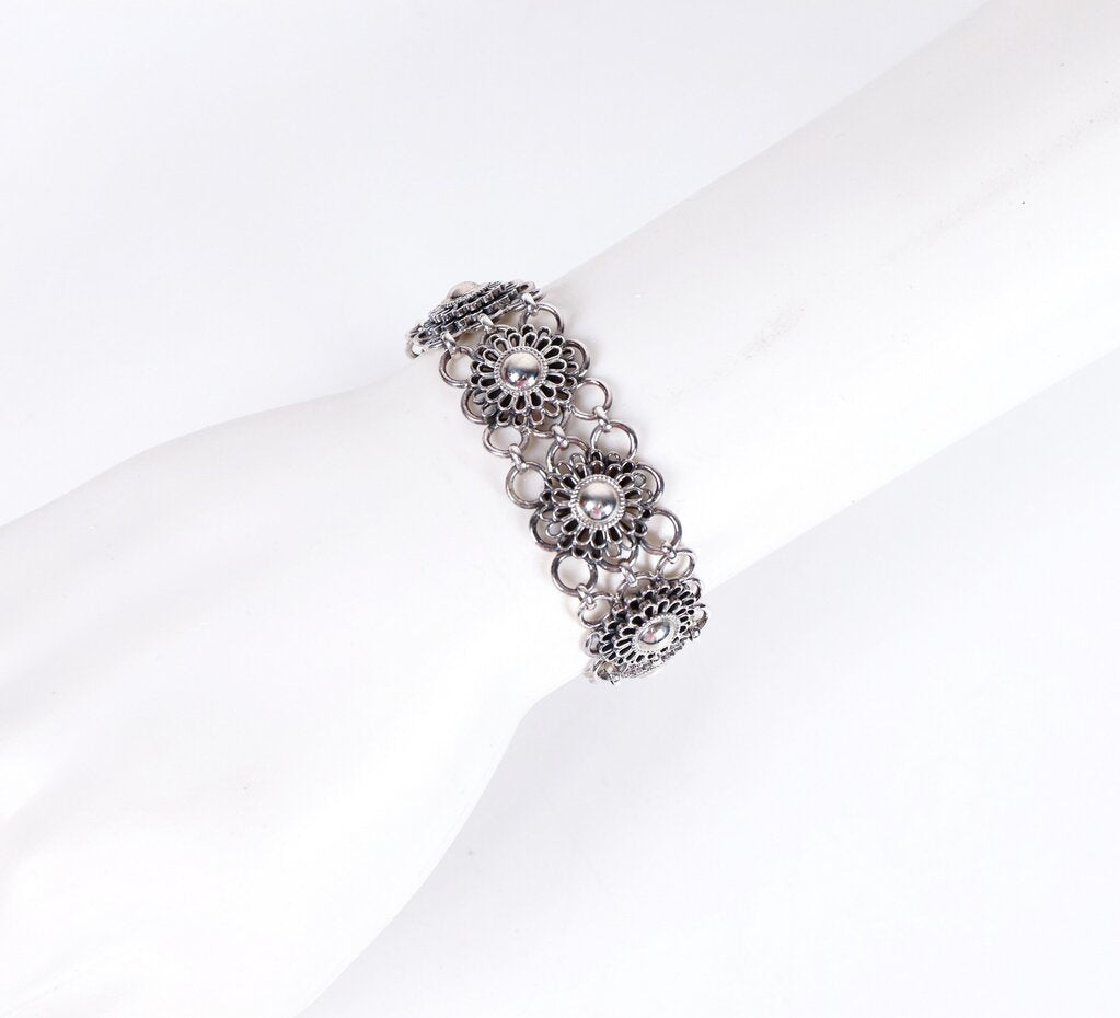 Sterling Filigree Flower Bracelet