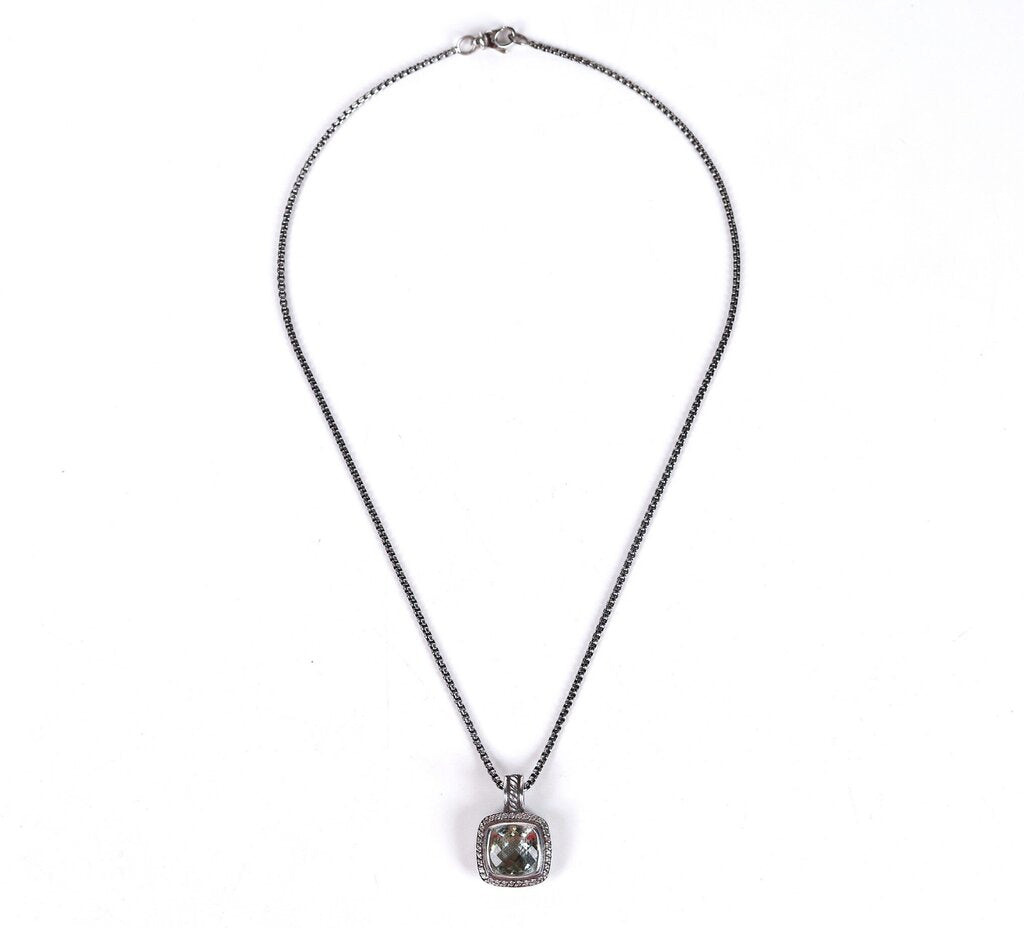 Sterling Diamond and Prasiolite 'Albion' Pendant