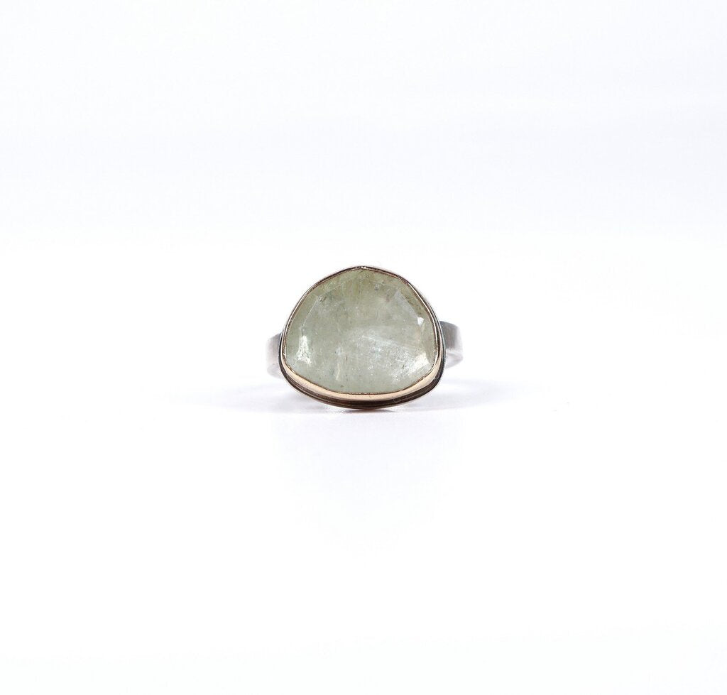 Sterling 14K and Linen Sapphire Ring (6.5)