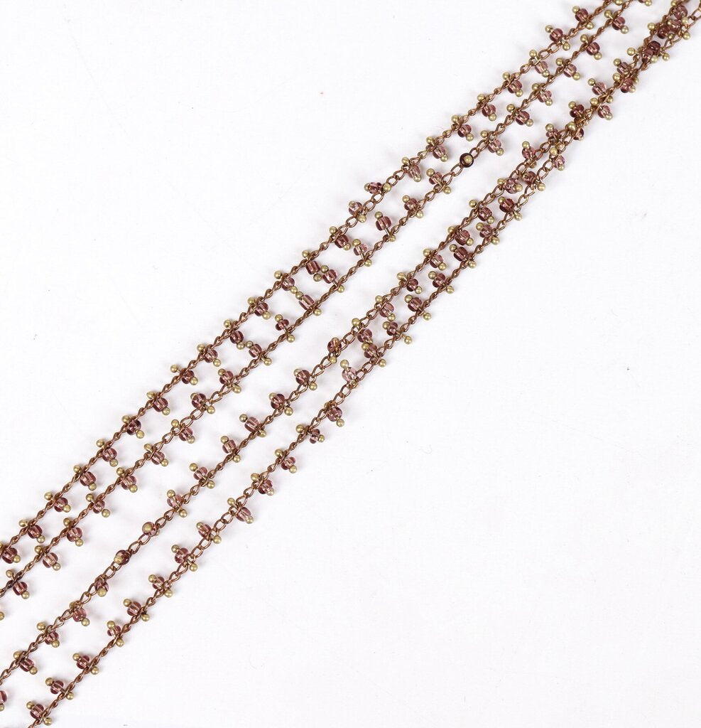 India Brass and Glass Bead Link Chain