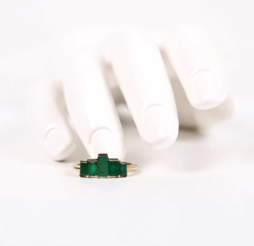 14K and Emerald Deco Style Ring (6)