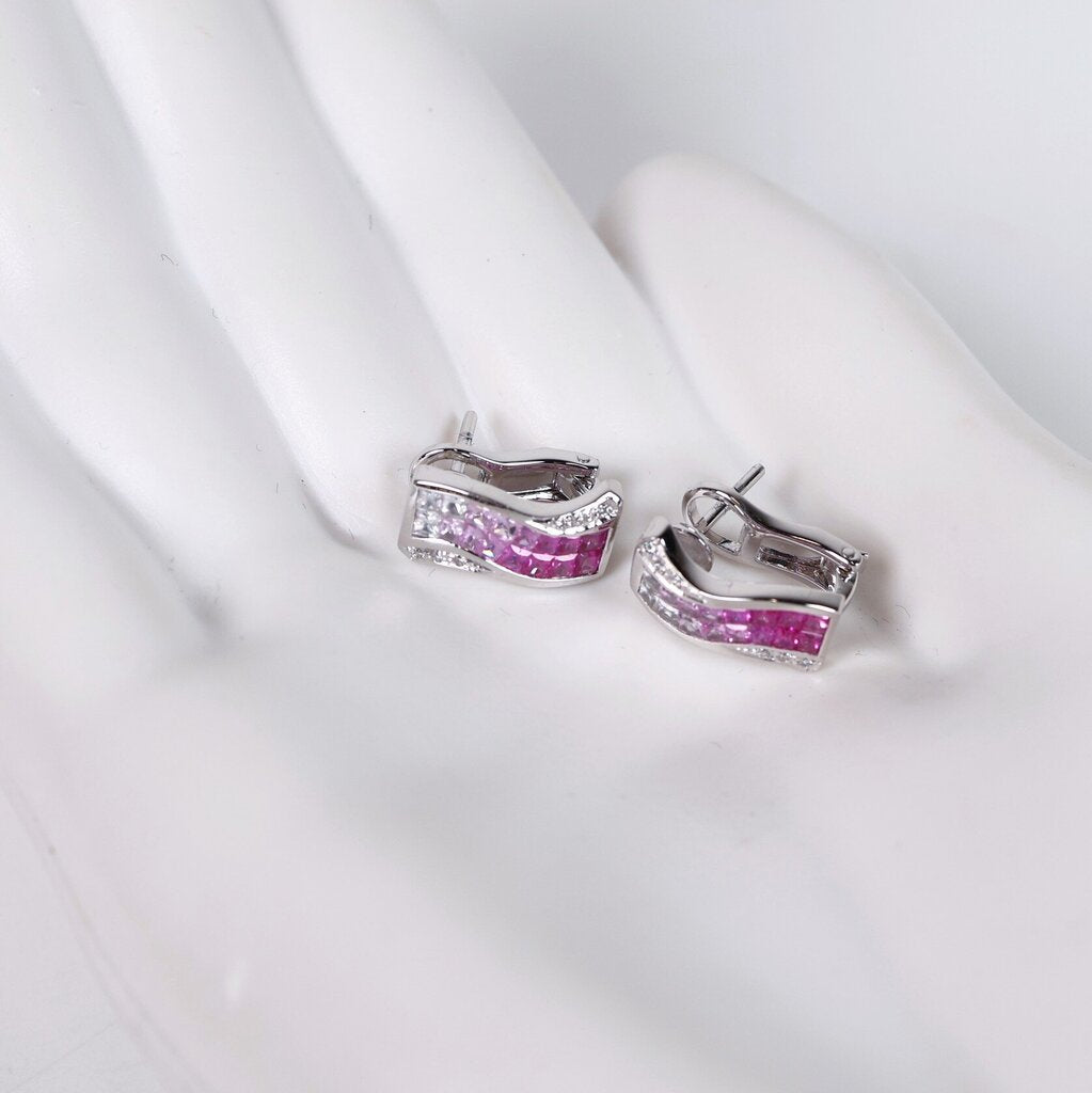 18K Gold Pink Sapphire Gradient Earrings