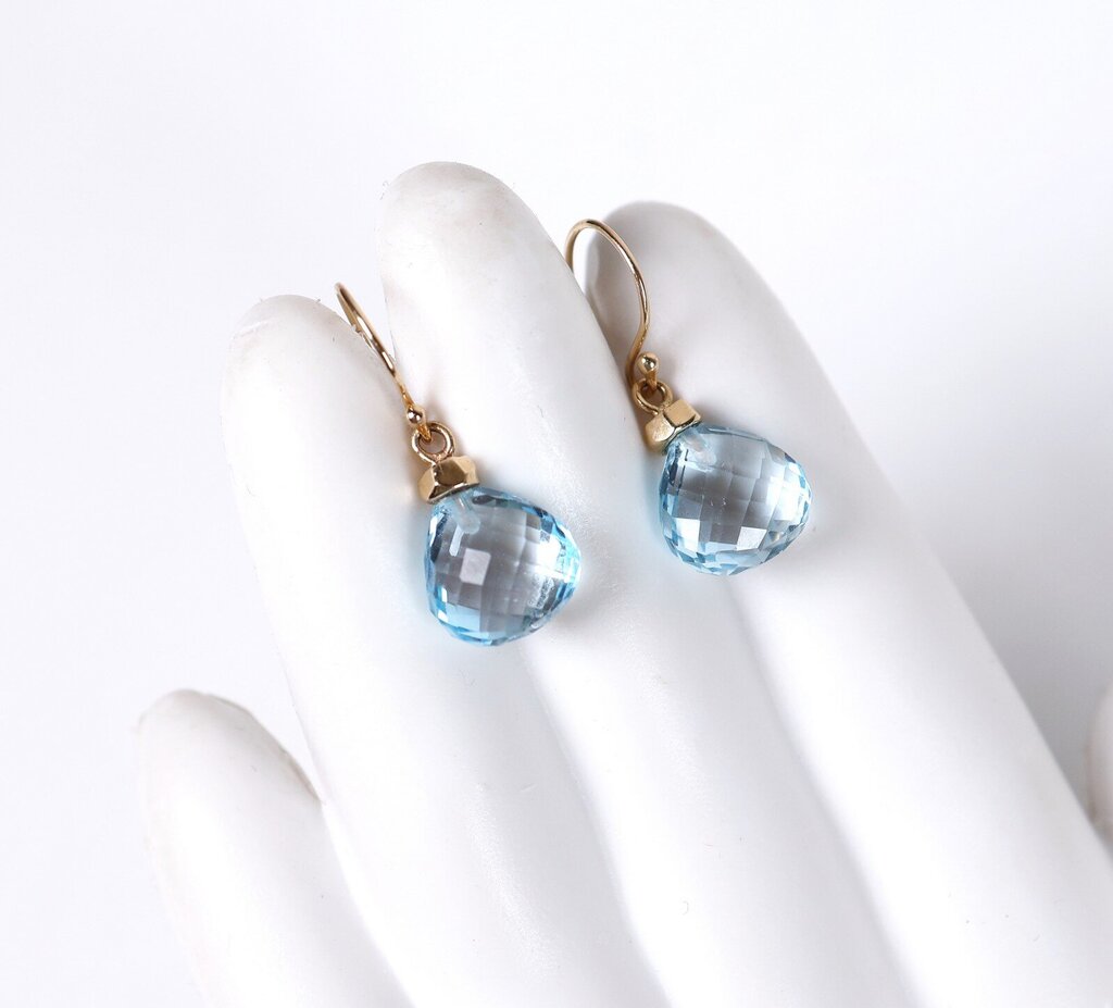 14K Gold and Blue Topaz Earrings