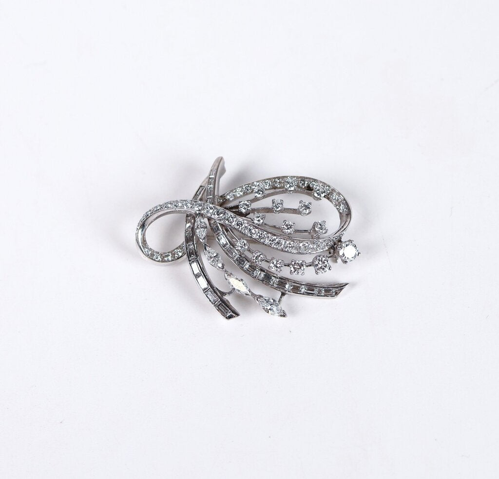 14K Gold and Diamond Brooch
