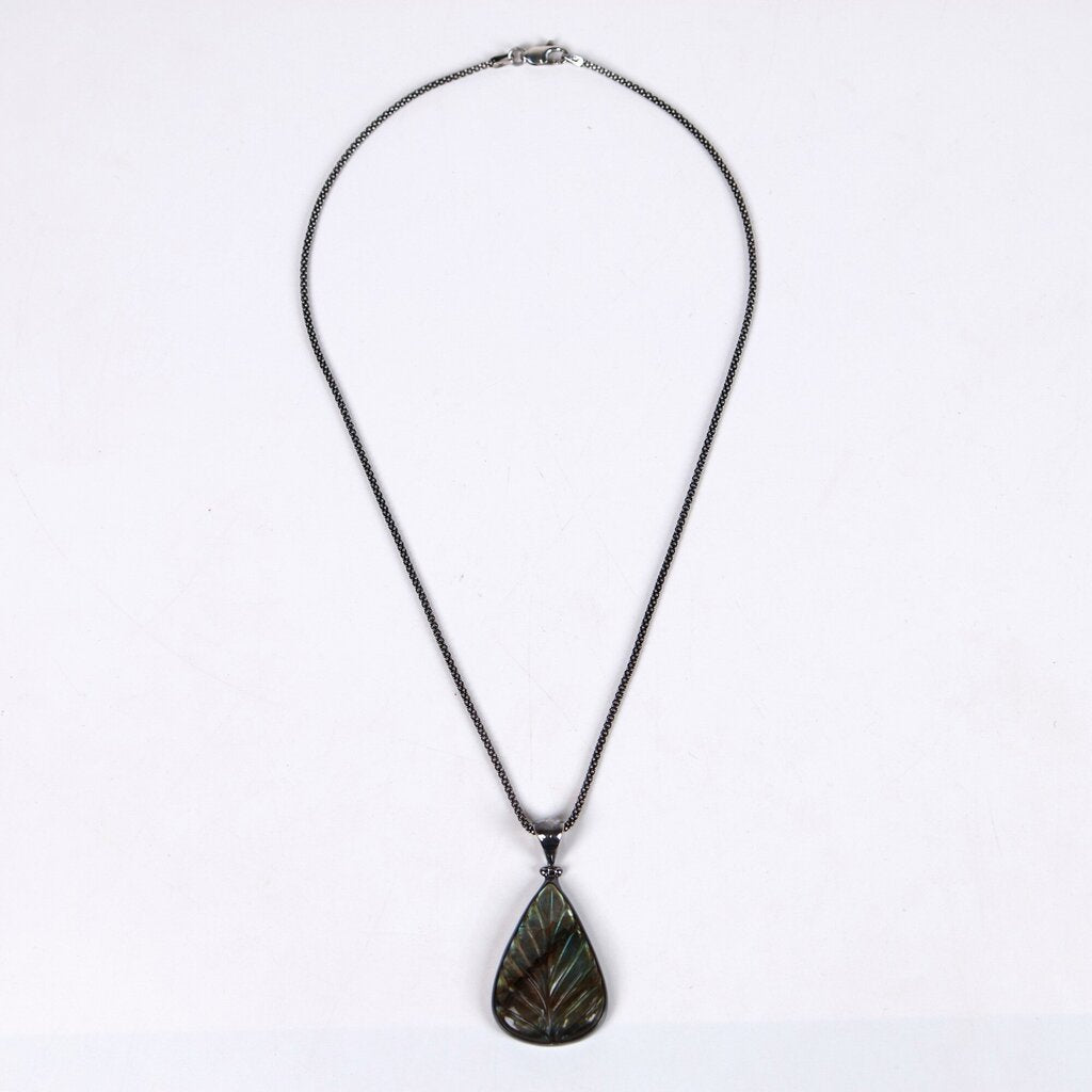 Sterling Silver and Labradorite Leaf Pendant