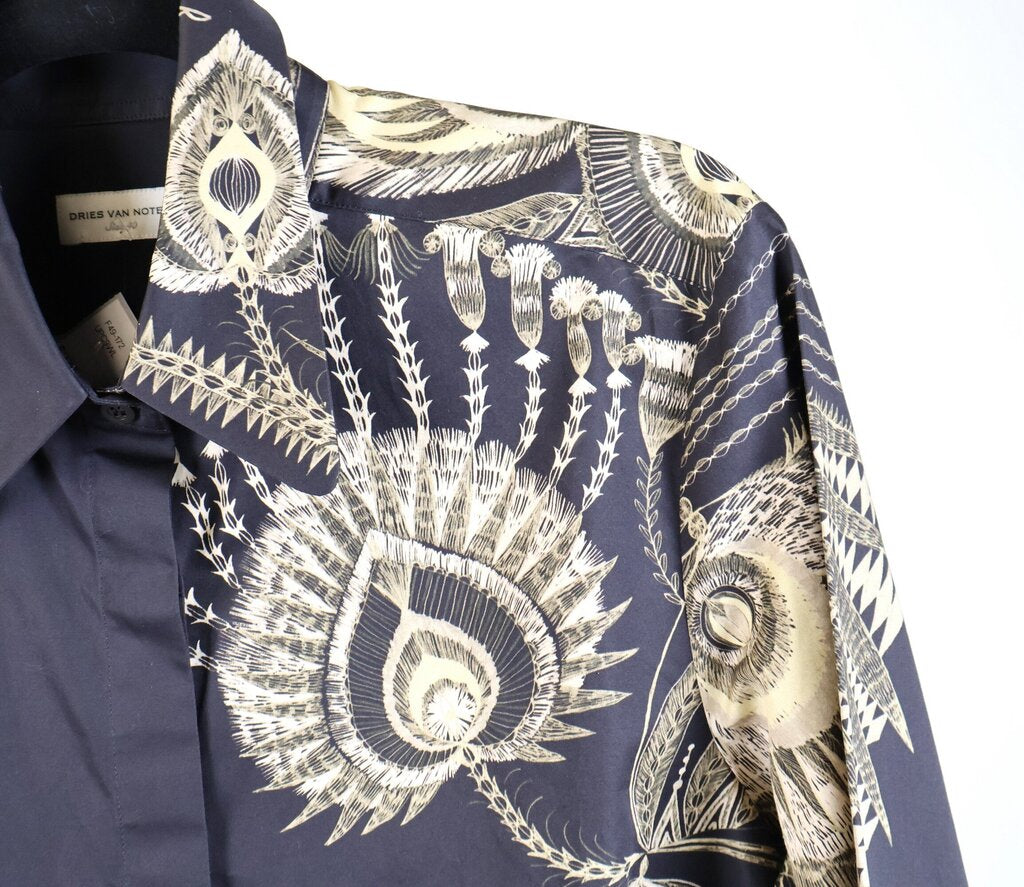 Black and Beige Feather Pattern Shirt (8)