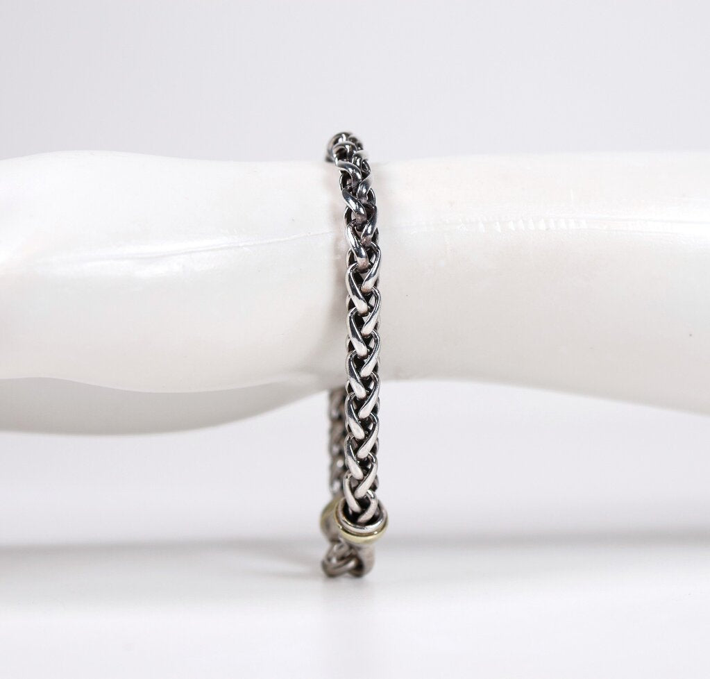 Sterling and 14K 6mm 'Wheat Bracelet'