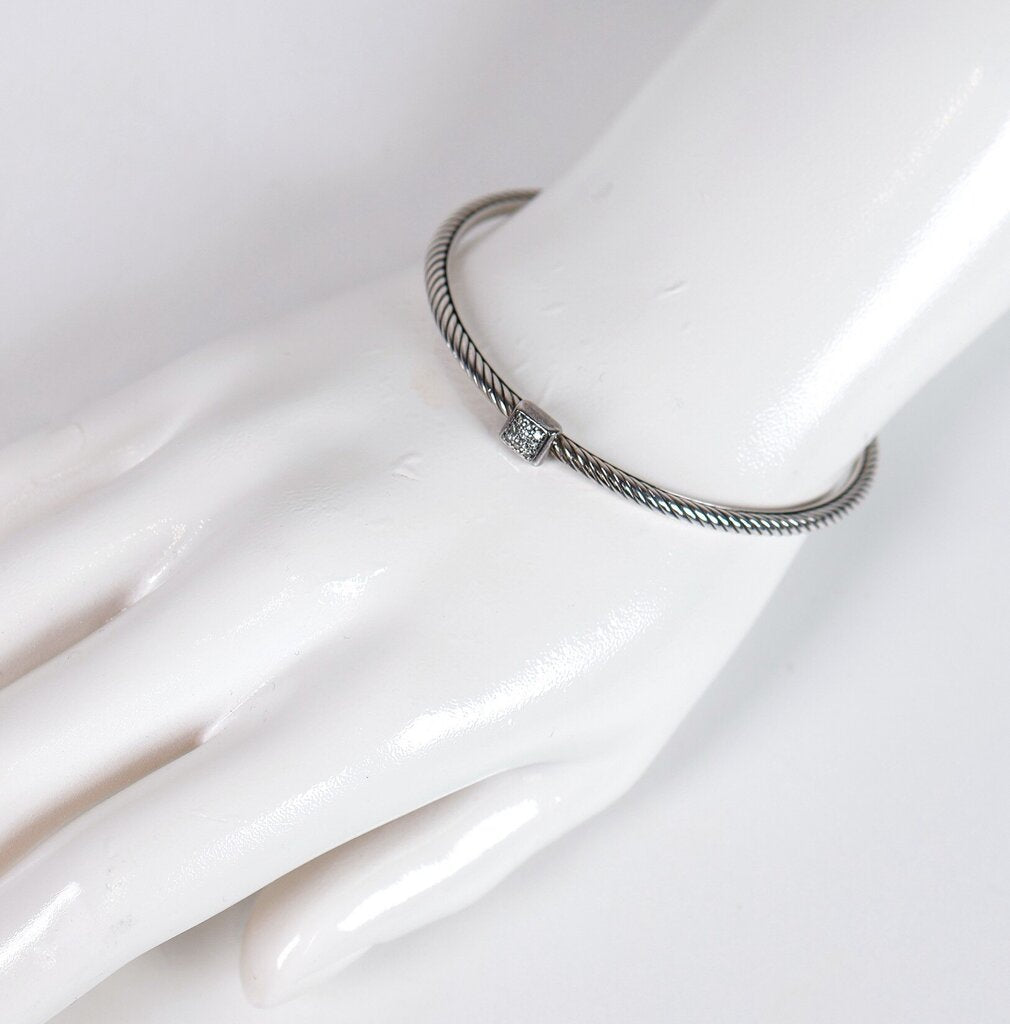 Sterling and Diamond Cable Bangle 'Confetti Pave'