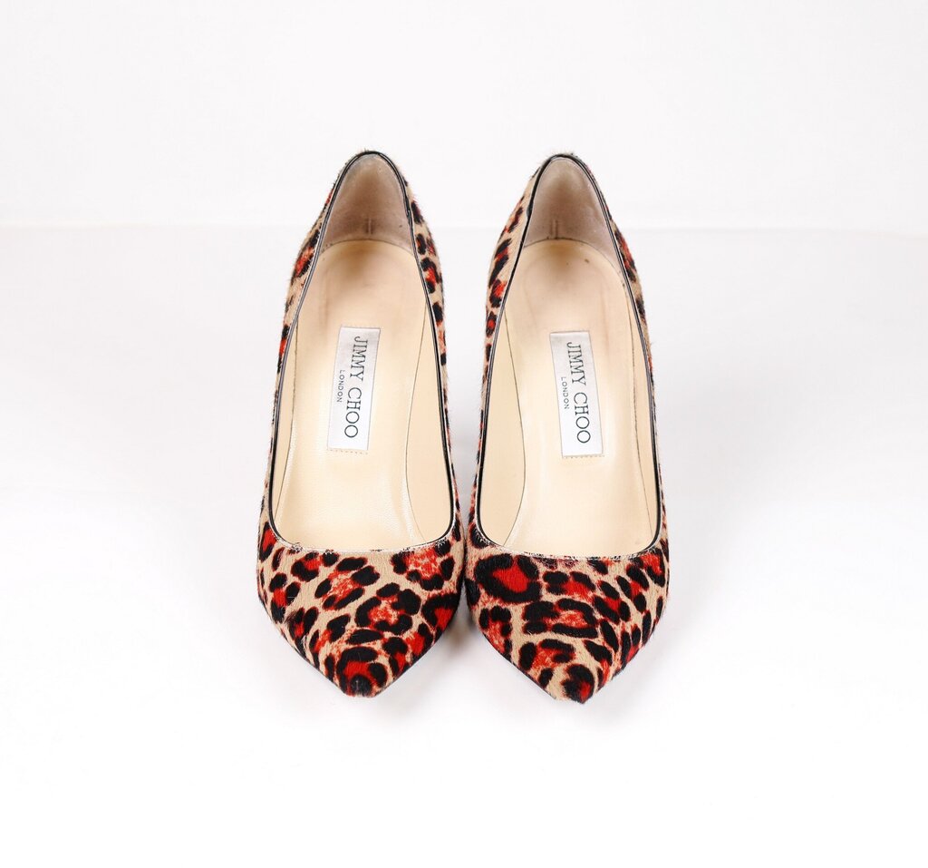 Tan and Red Leopard Calf Hair Heels (7.5)