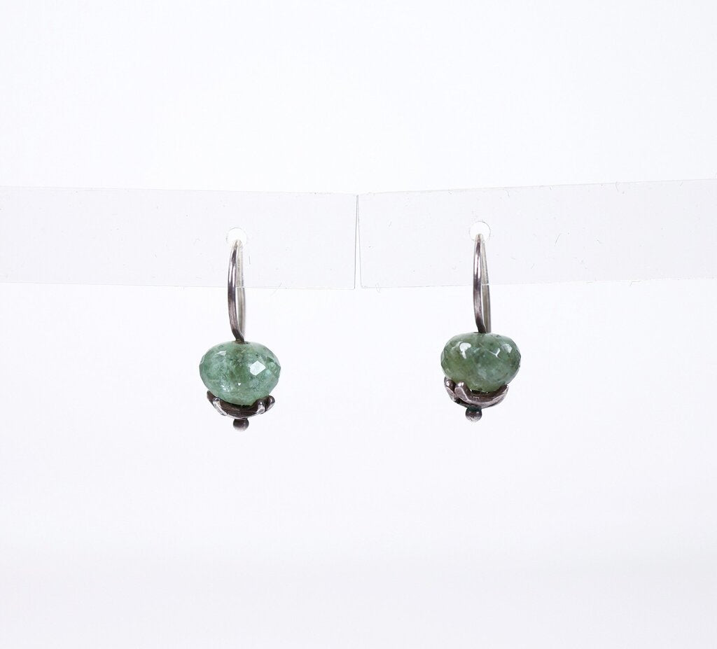 Sterling and Raw Aquamarine Earrings