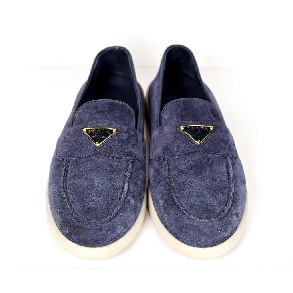 Navy Suede Slip-on Loafers (5.5)