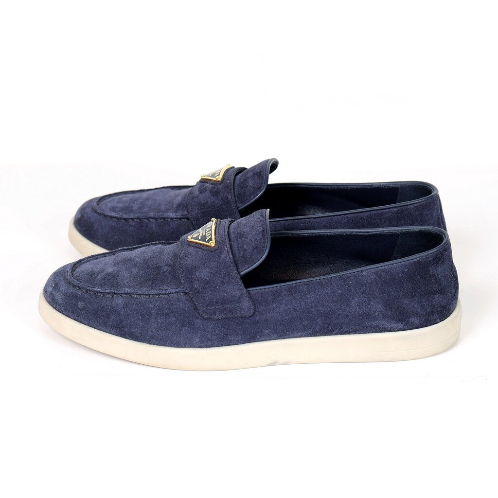 Navy Suede Slip-on Loafers (5.5)