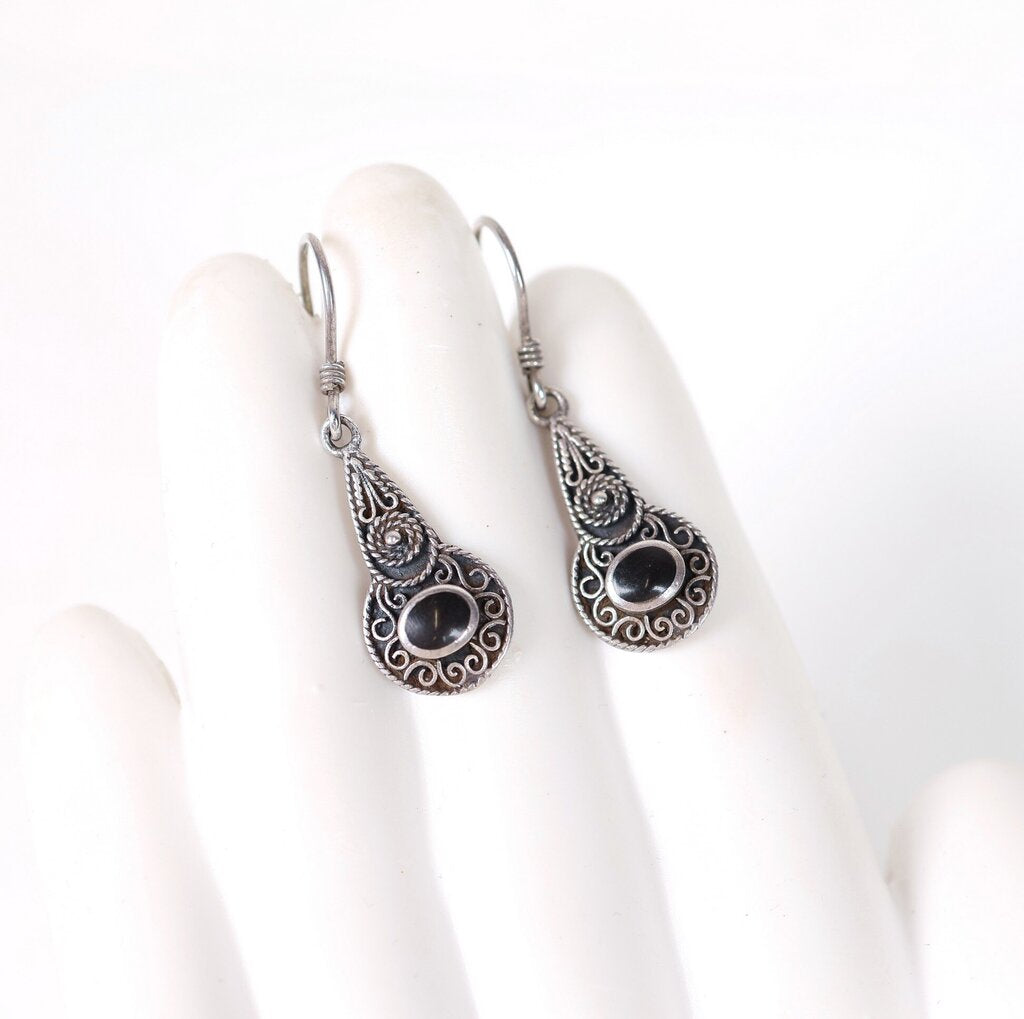 Sterling and Onyx Earrings