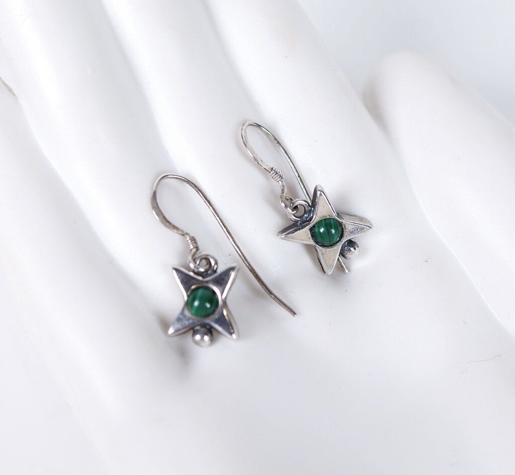 Sterling and Malachite 'Quasar' Earrings