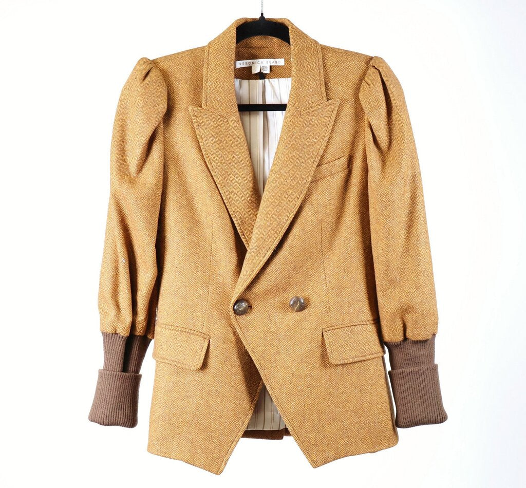 Brown Tweed Double Breasted Asymmetrical blazer (XS/2)