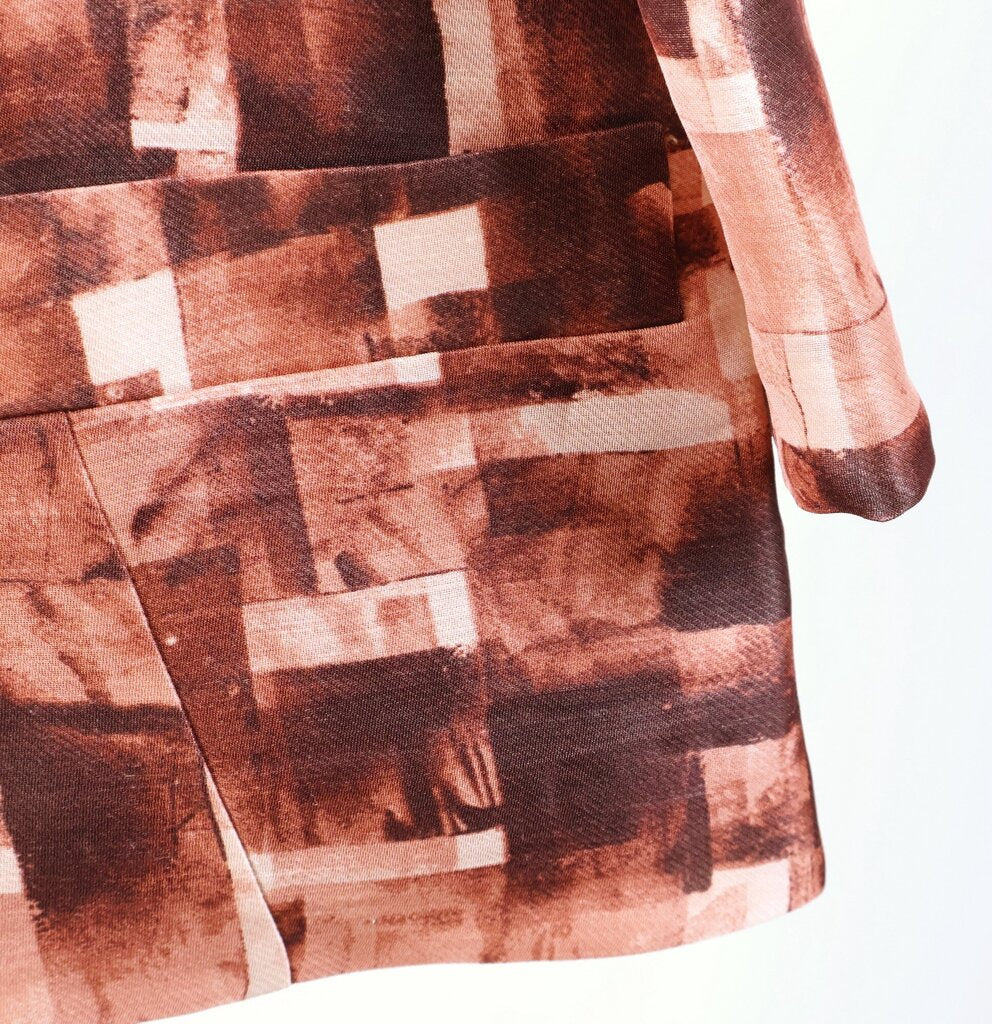 Brown/Tan Print Silk Linen Jacket
