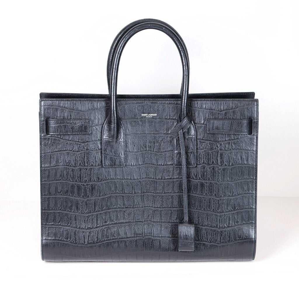 Black Crocodile Embossed "Sac De Jour"