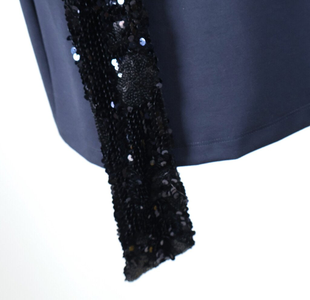 Navy Sleeveless Top with Sequin Tie (L)