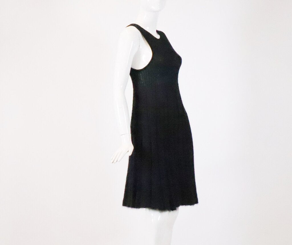 (M) Black and Silver Sleeveless Mohair Dress