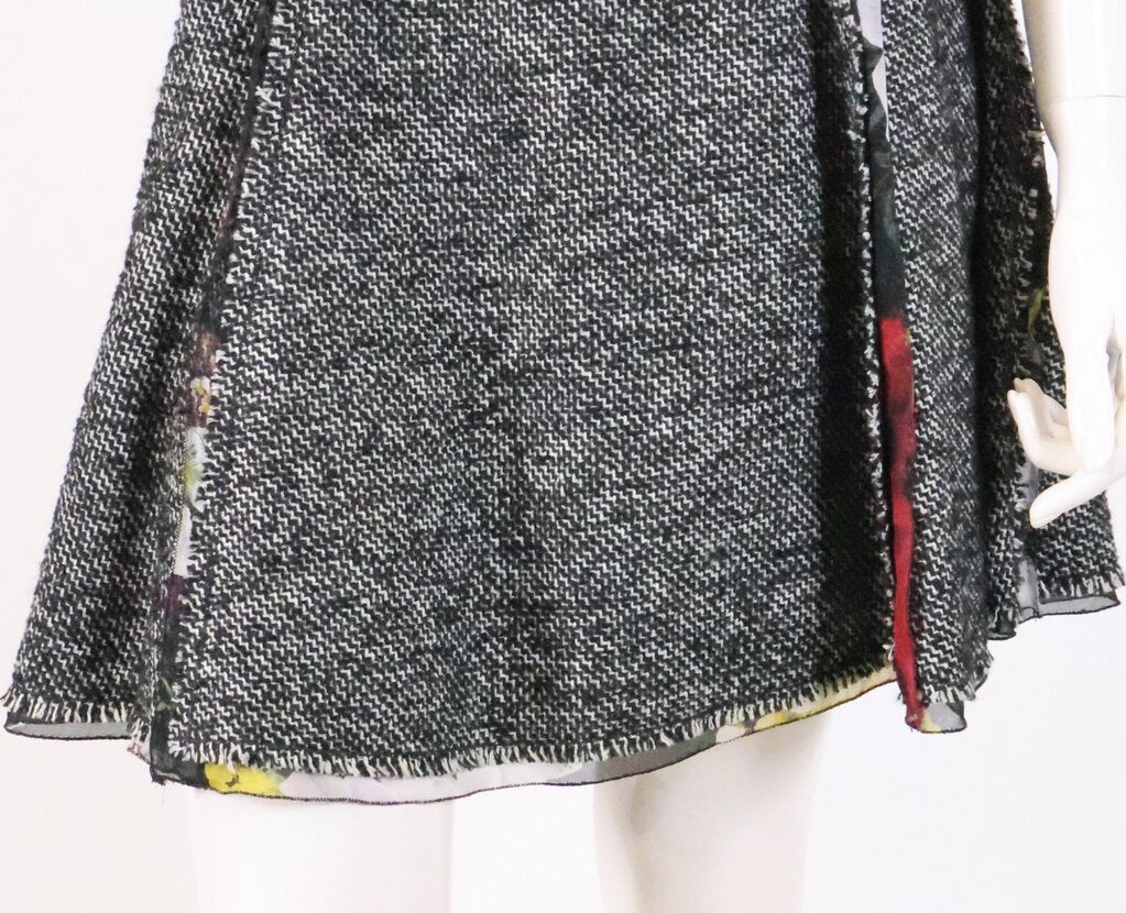 (40) B&W Tweed Mini A-Line Skirt