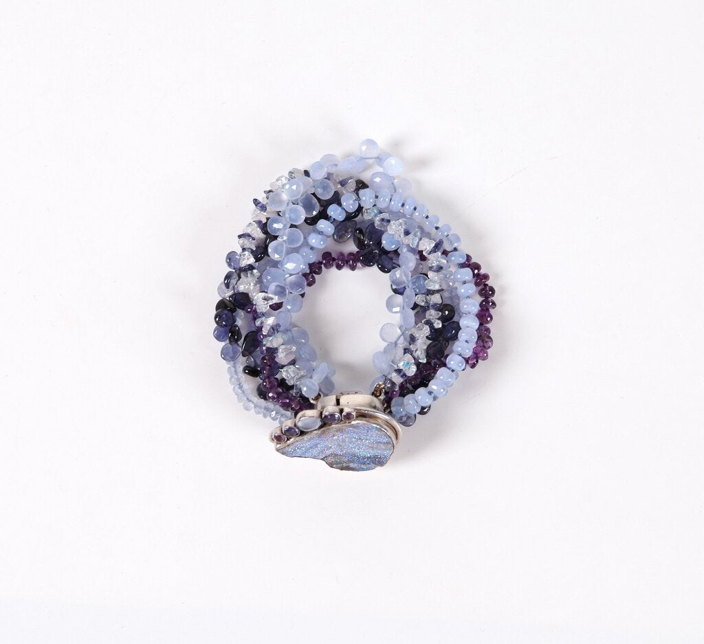 Druzy Amethyst Moonstone and Quartz Bracelet