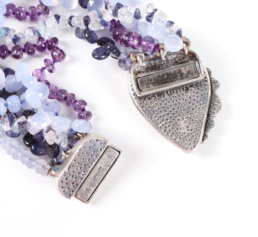 Druzy Amethyst Moonstone and Quartz Bracelet