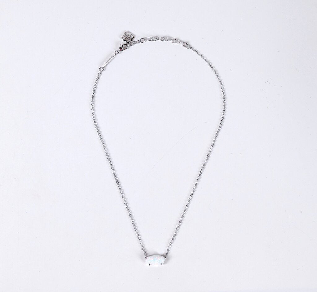 Rhodium Plated Opal 'Ever' Pendant
