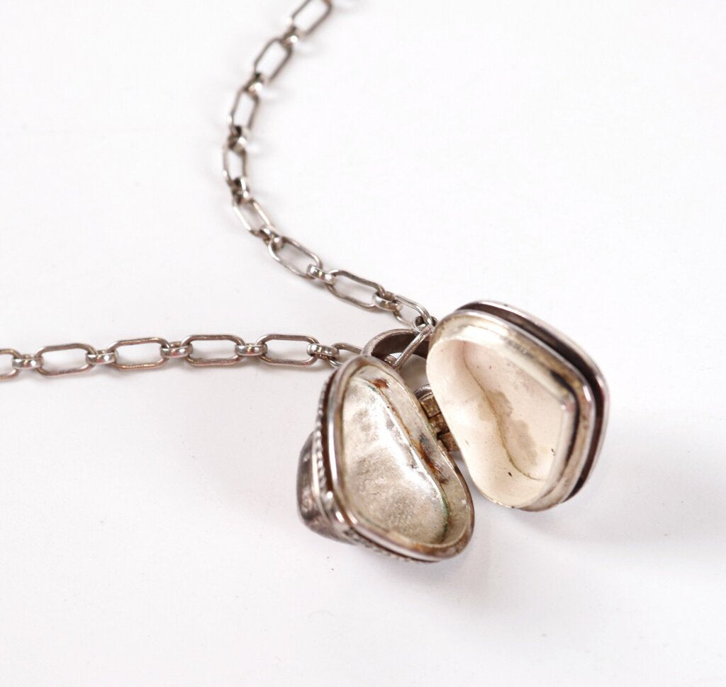 Sterling and Amber Locket Necklace