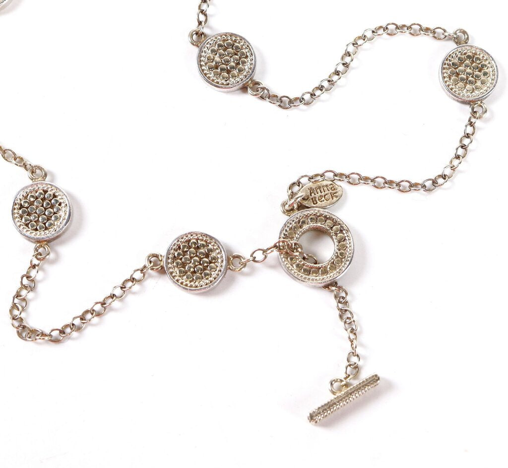 Sterling and 18K Dot Disc Station Necklace