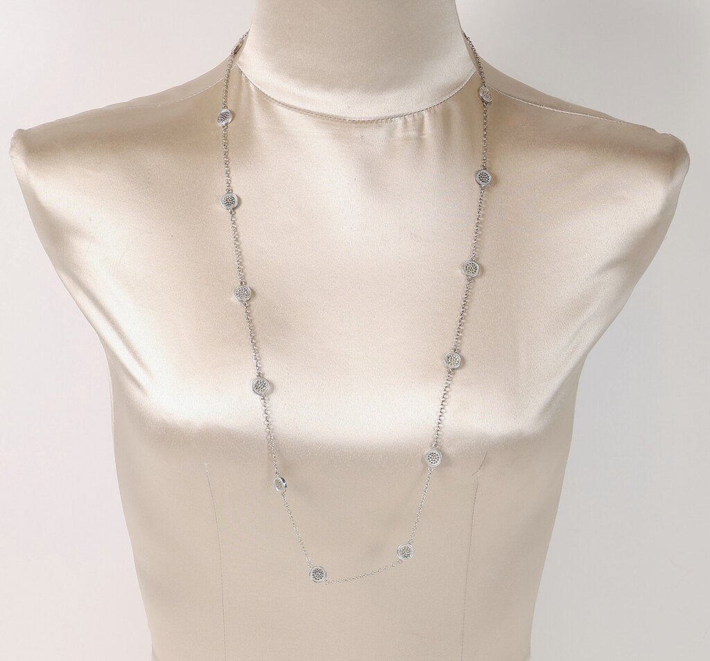 Sterling and 18K Dot Disc Station Necklace