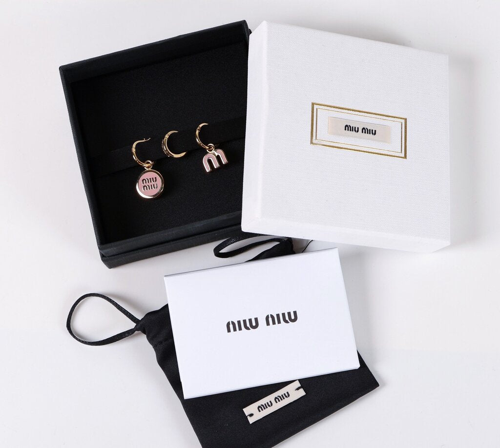 Gold Tone and Pink Enamel Metal Earrings Trio