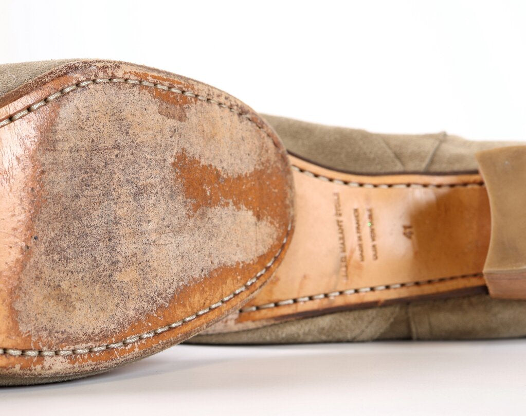 (11) Grey Suede Booties with Block Heel