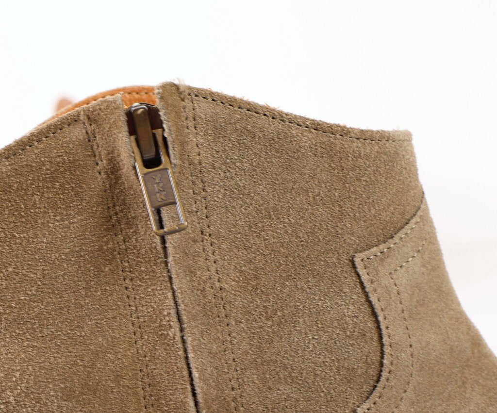 (11) Grey Suede Booties with Block Heel