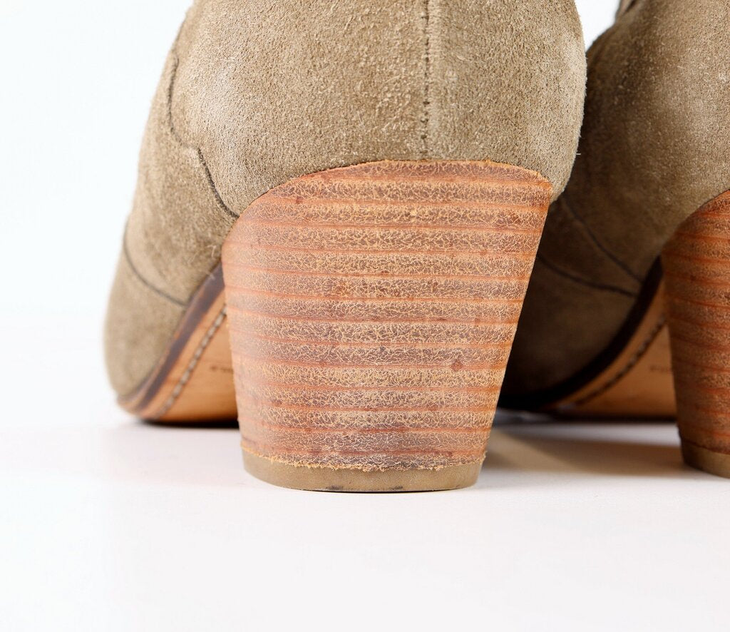 (11) Grey Suede Booties with Block Heel