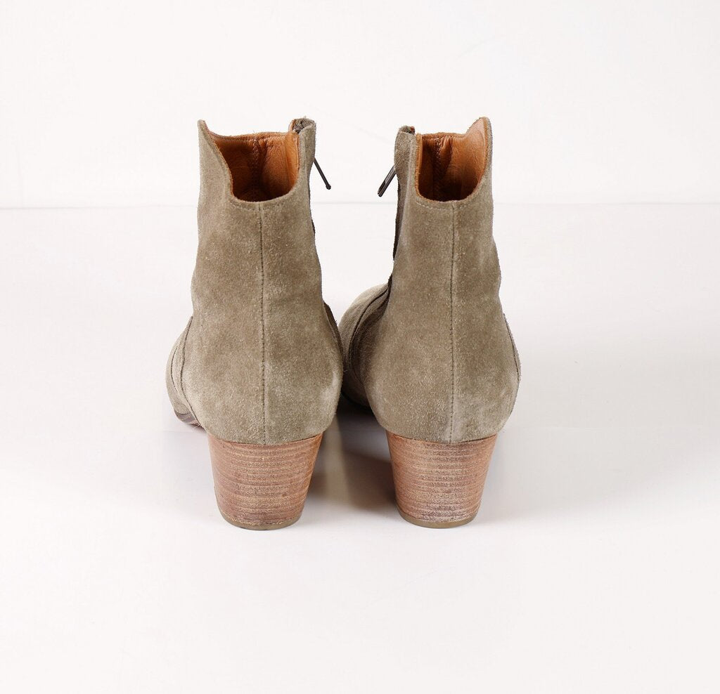 (11) Grey Suede Booties with Block Heel