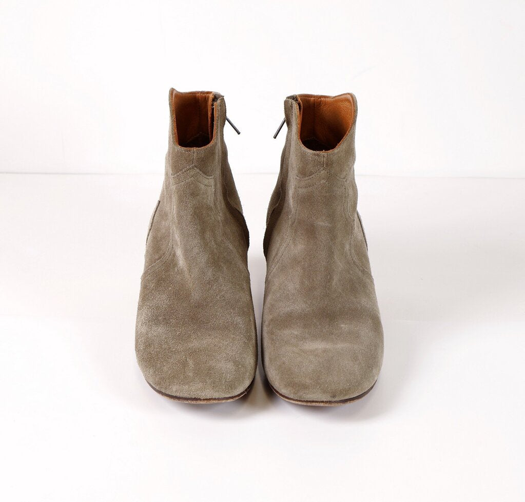 (11) Grey Suede Booties with Block Heel