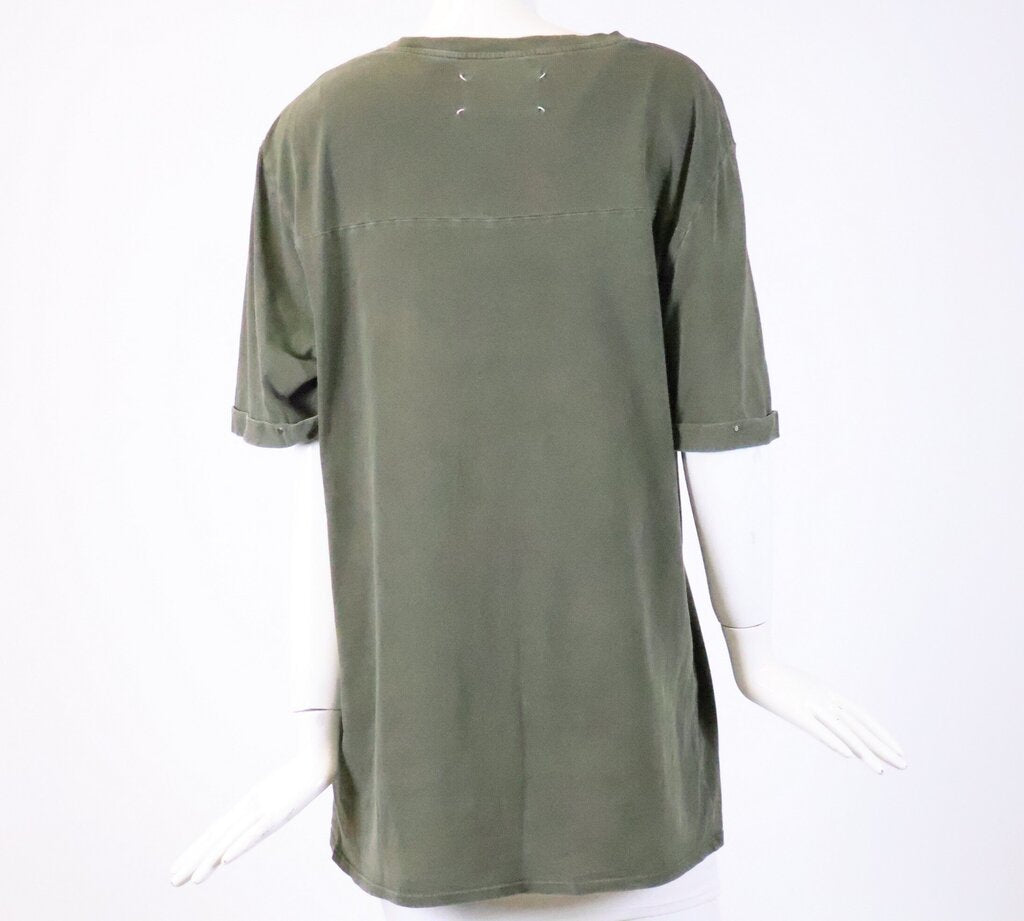 (L) khaki stud cuff tee