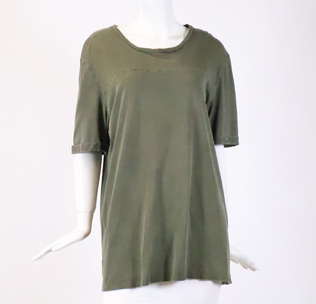 (L) khaki stud cuff tee